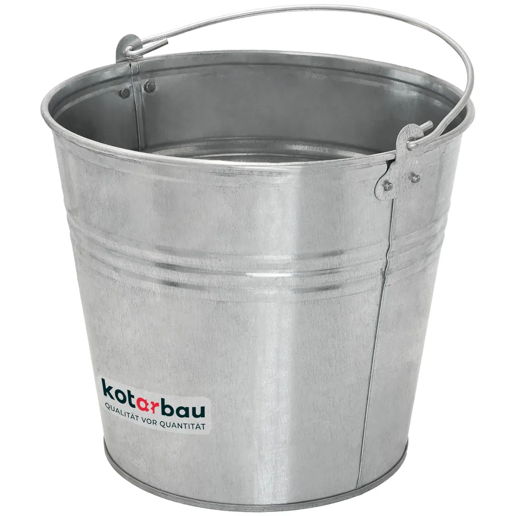 KOTARBAU® Robuster Zinkeimer verzinkt 12 L einfacher Griff Wassereimer für Garten Bauarbeiten Abfälle Küche Mörtel Werkzeug